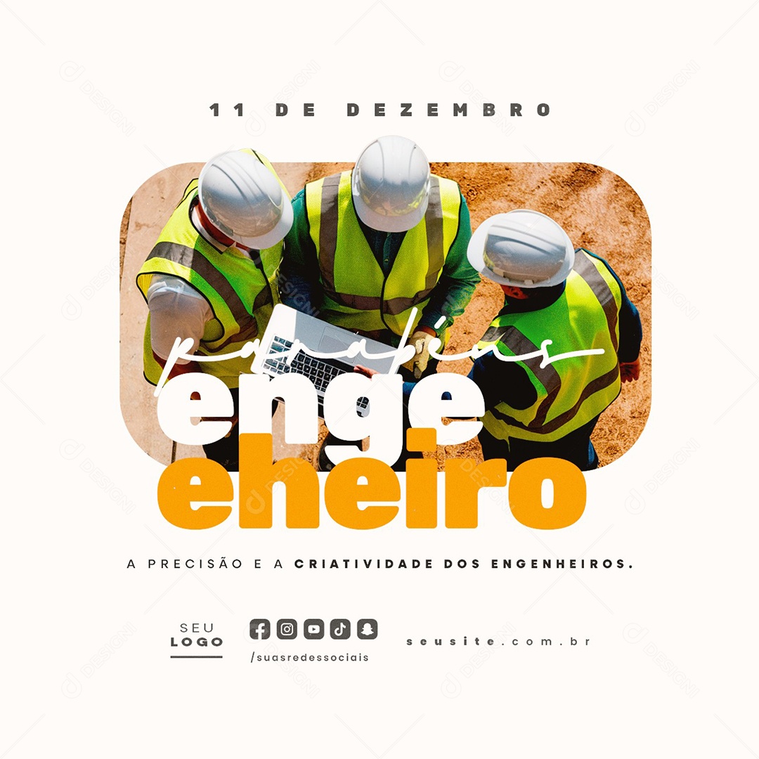 Dia do Engenheiro 11 de Dezembro A Precisão e a Criatividade Social Media PSD Editável
