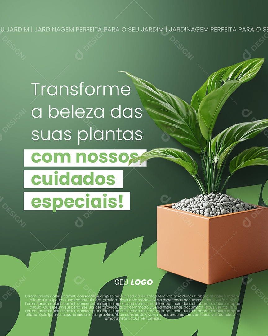 Jardinagem Beleza de Suas Plantas Com Nossos Cuidados Social Media PSD Editável