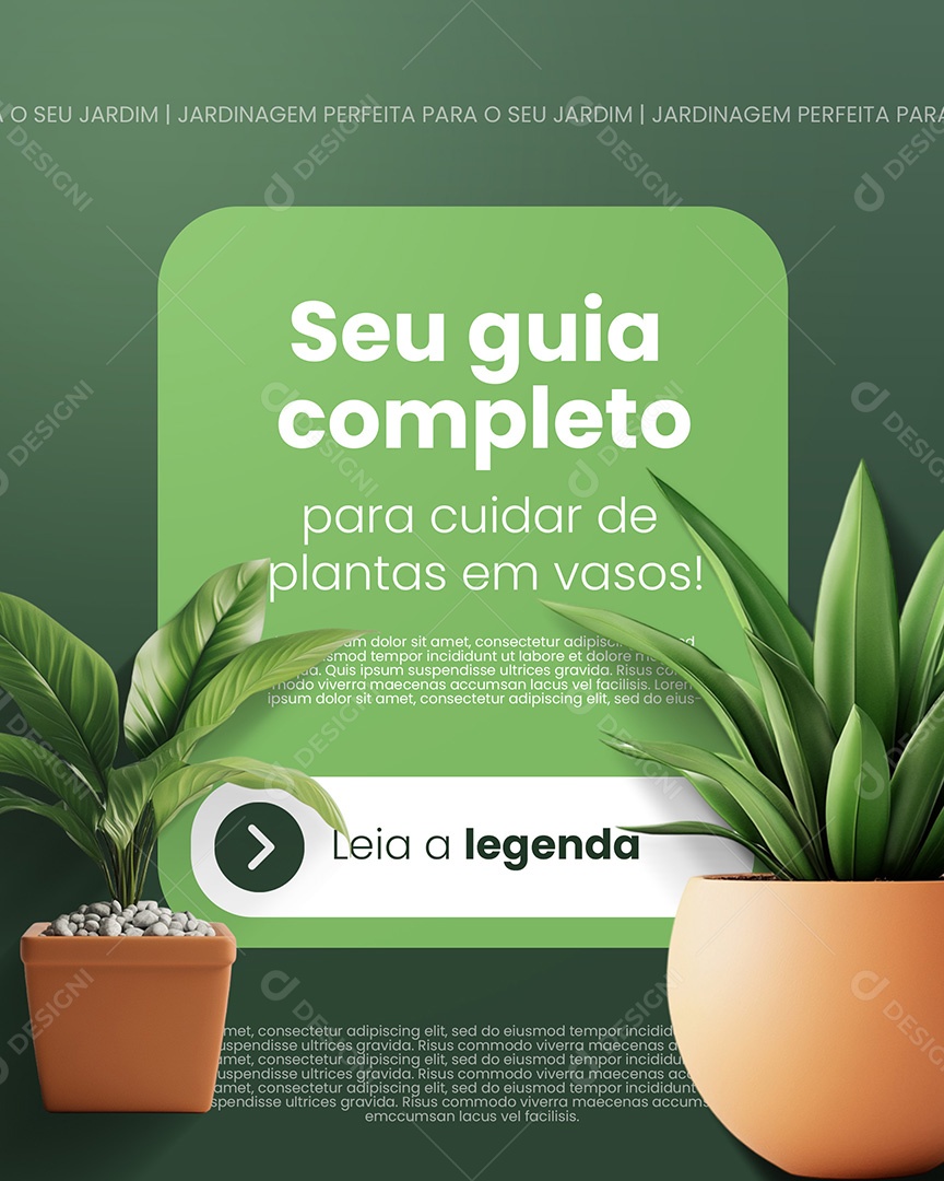 Jardinagem Guia Para Cuidar de Plantas Em Vaso Social Media PSD Editável