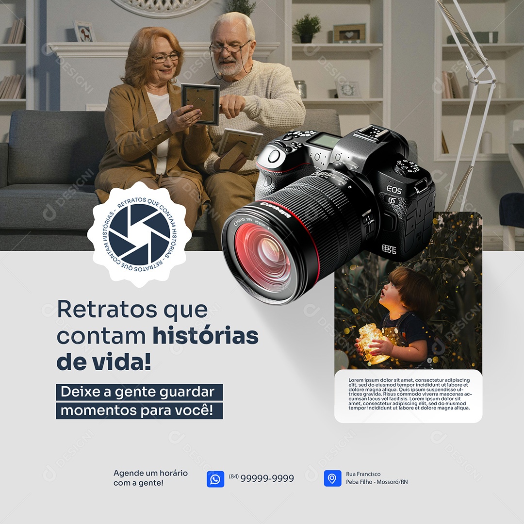 Fotógrafo Retratos Que Contam Histórias de Vida Social Media PSD Editável