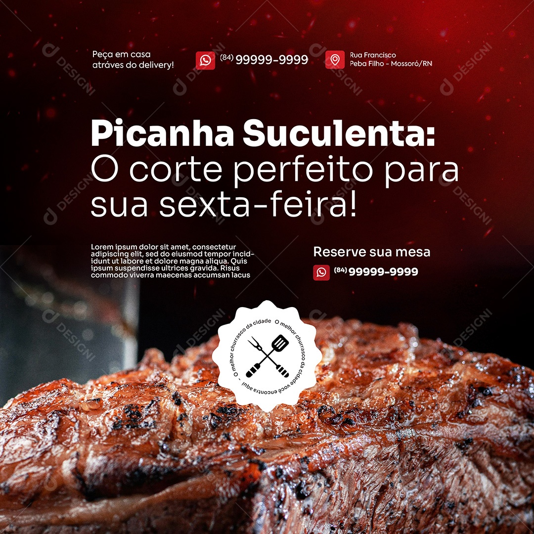 Churrascaria Picanha Suculenta Social Media PSD Editável