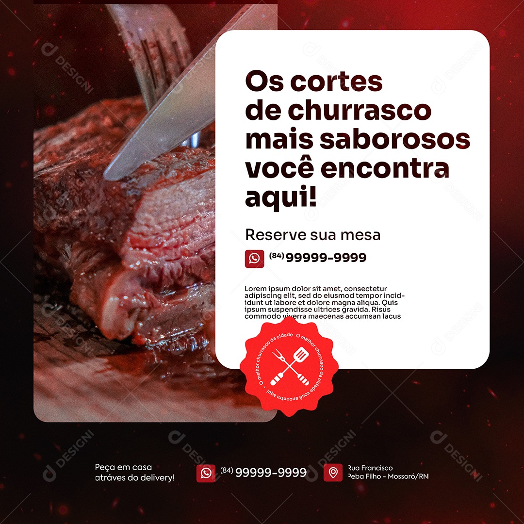 Churrascaria Os Cortes Mais Saborosos Social Media PSD Editável