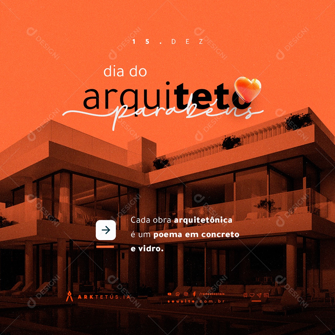 Dia do Arquiteto 15 de Dezembro Parabéns Social Media PSD Editável