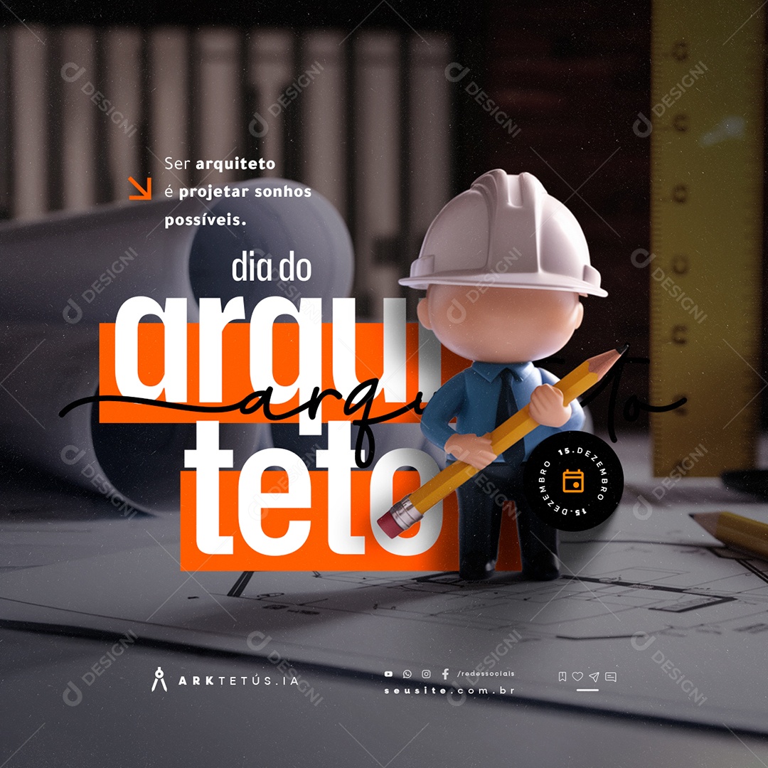 Dia do Arquiteto 15 de Dezembro Social Media PSD Editável