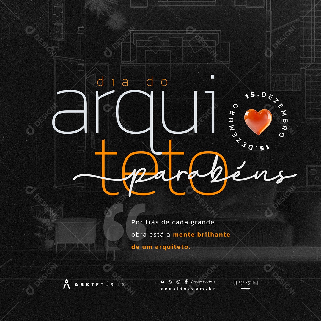 Dia do Arquiteto 15 de Dezembro Parabéns Social Media PSD Editável