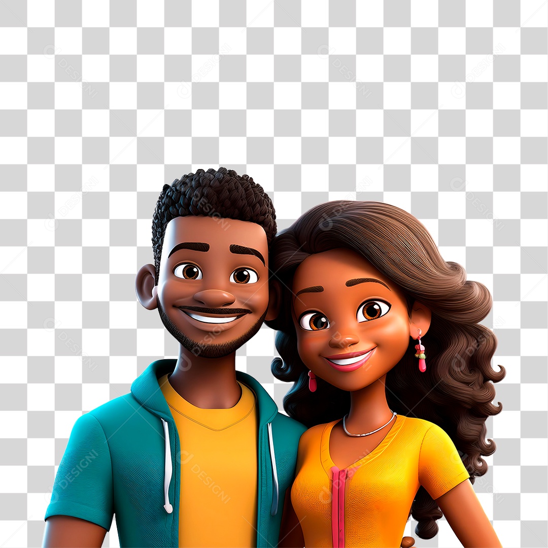 Casal de Namorados Afro Americano PNG Transparente