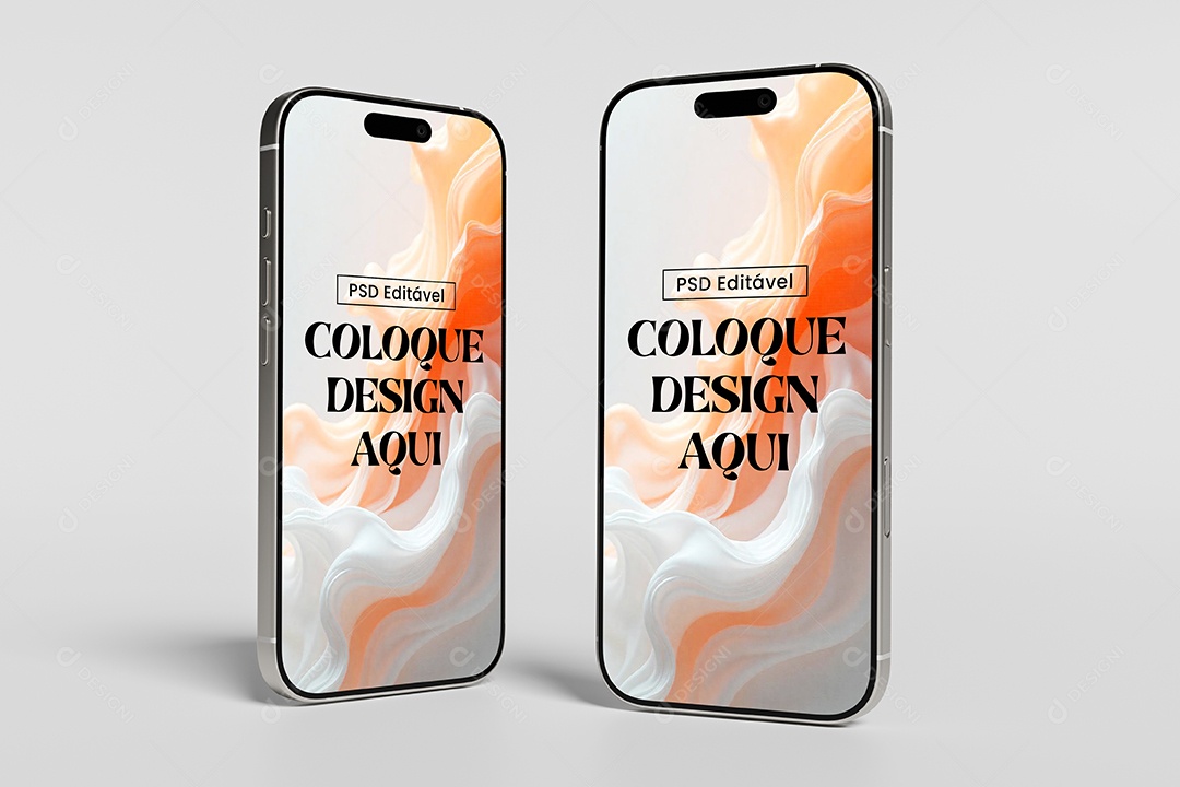 Mockup de Dois Celular Inclinado PSD Editável