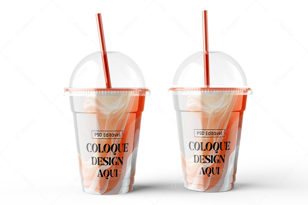 Mockup de Dois Copos de Milkshake PSD Editável
