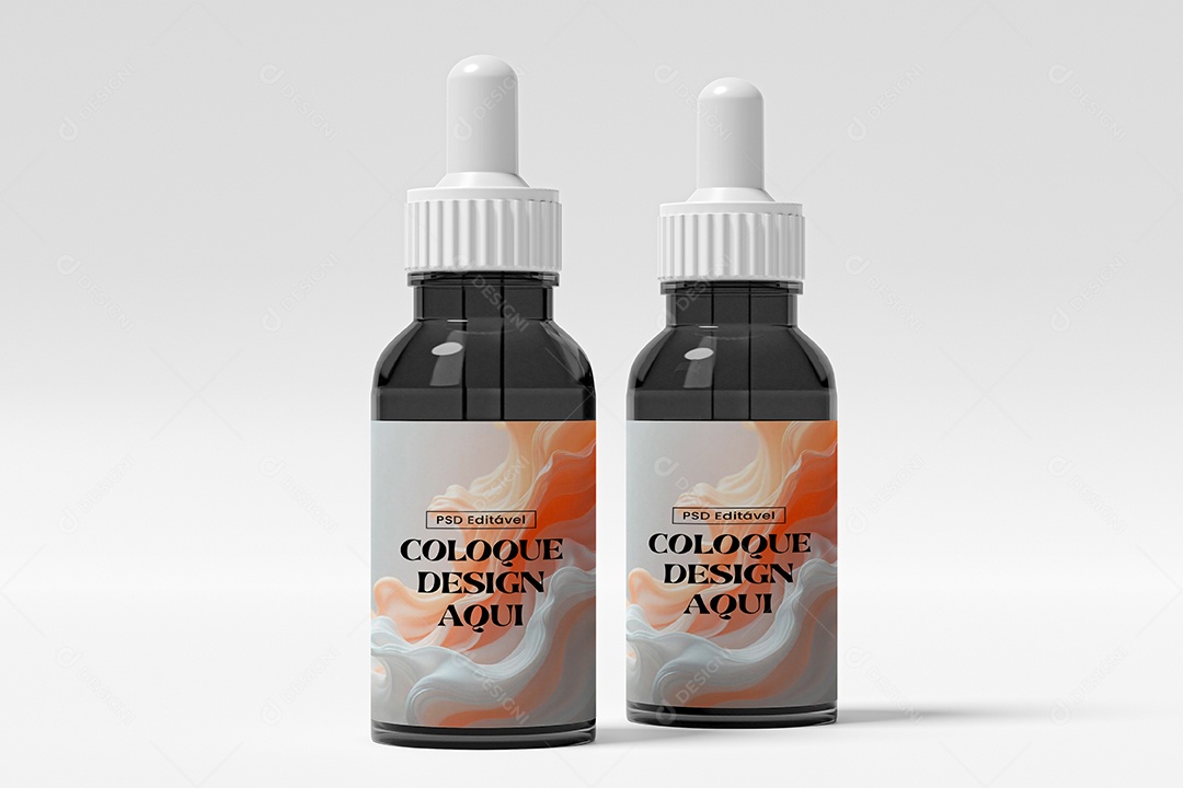 Dois Frascos Conta Gostas Mockup PSD Editável