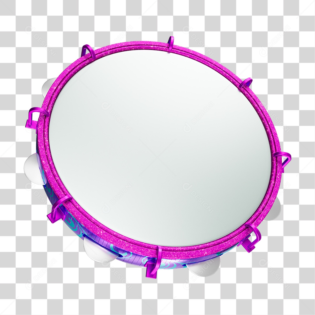 Elemento 3D Pandeiro PNG Transparente