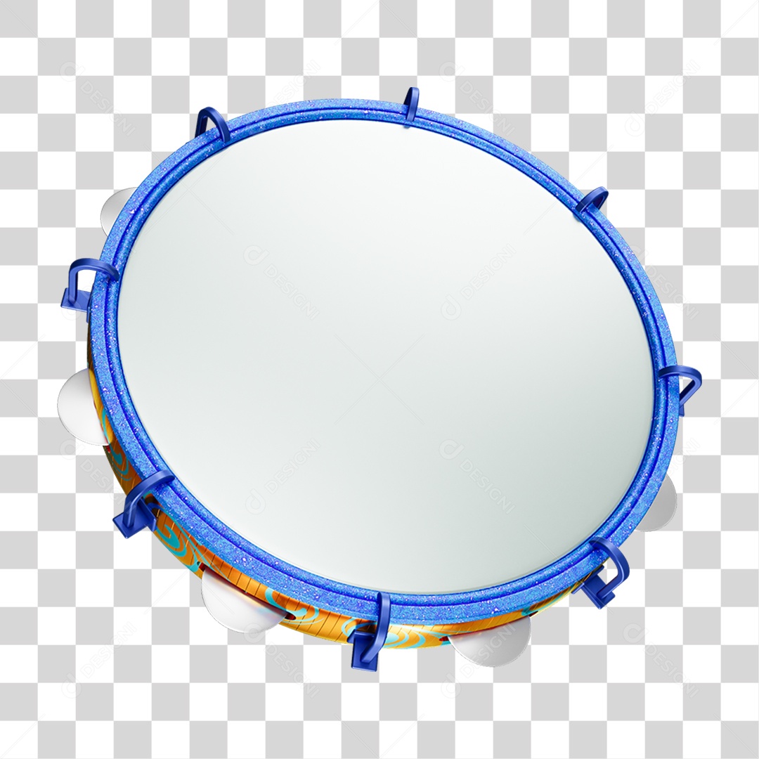 Elemento 3D Pandeiro PNG Transparente