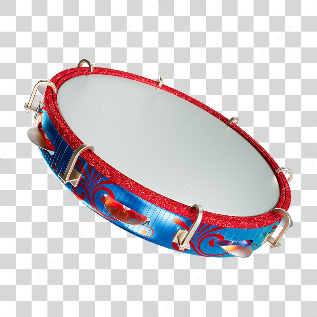 Elemento 3D Pandeiro PNG Transparente