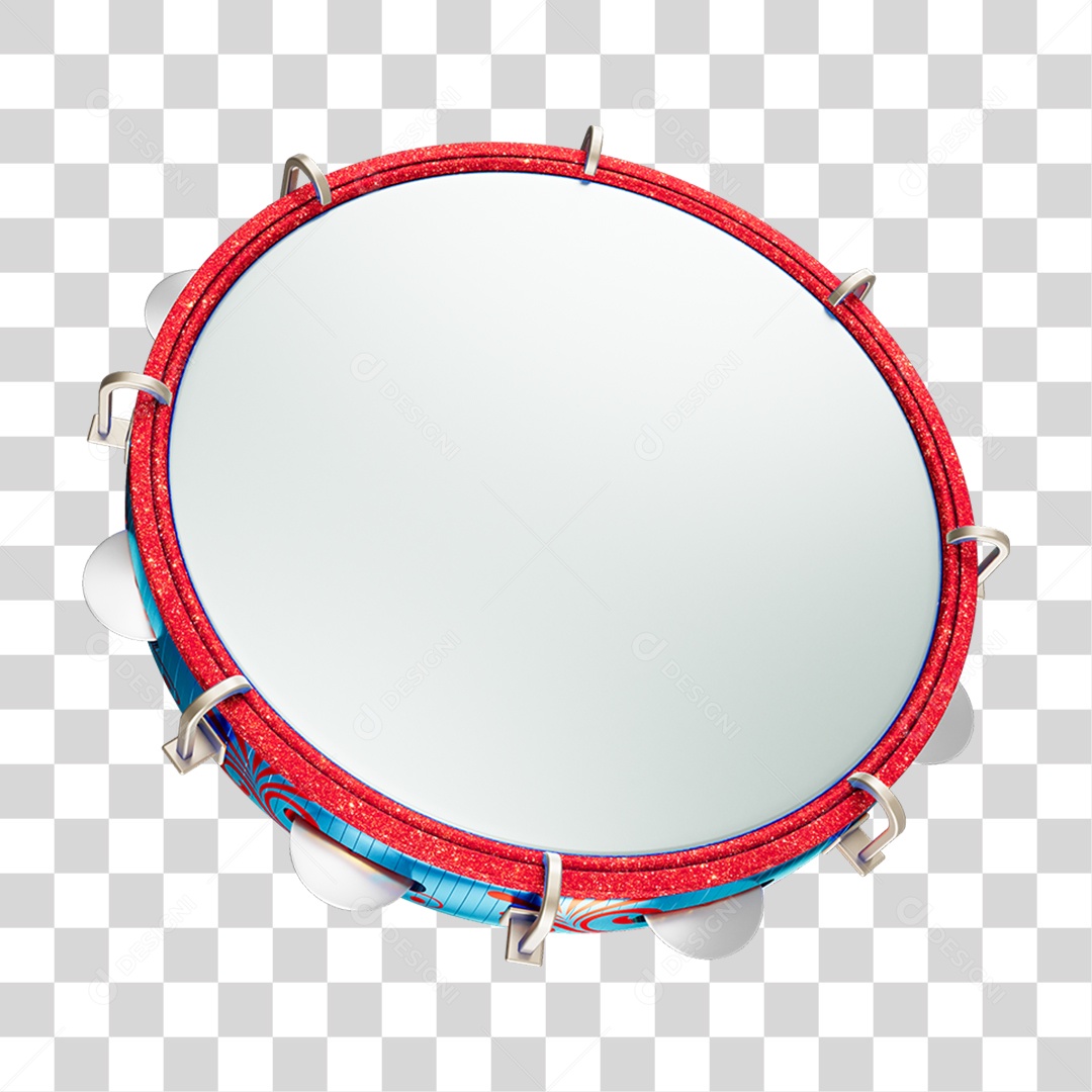 Elemento 3D Pandeiro PNG Transparente