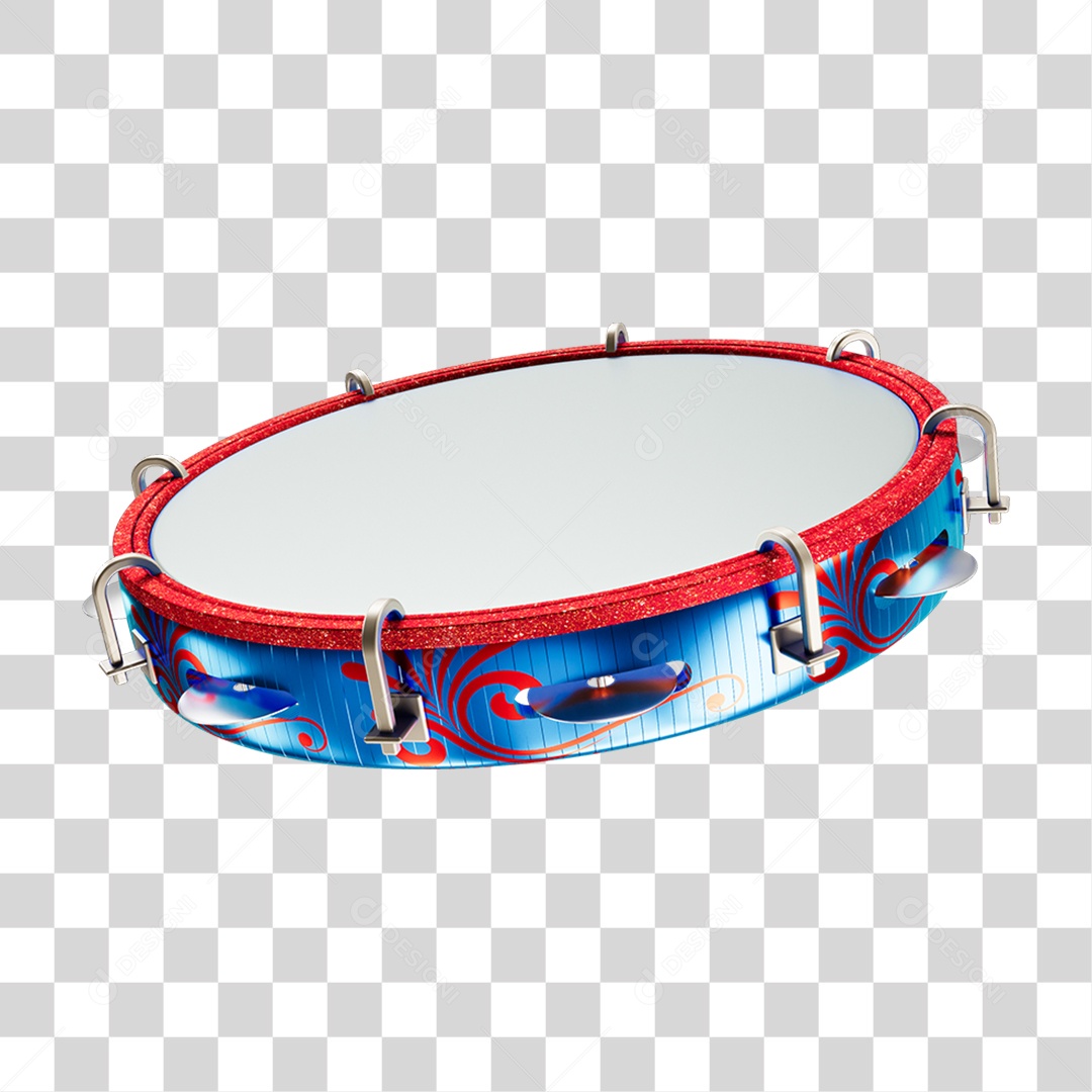Elemento 3D Pandeiro PNG Transparente