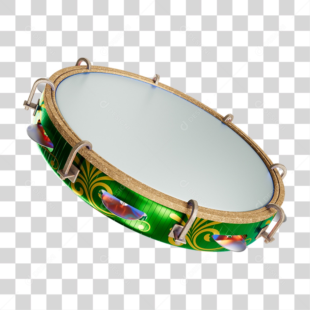 Elemento 3D Pandeiro PNG Transparente