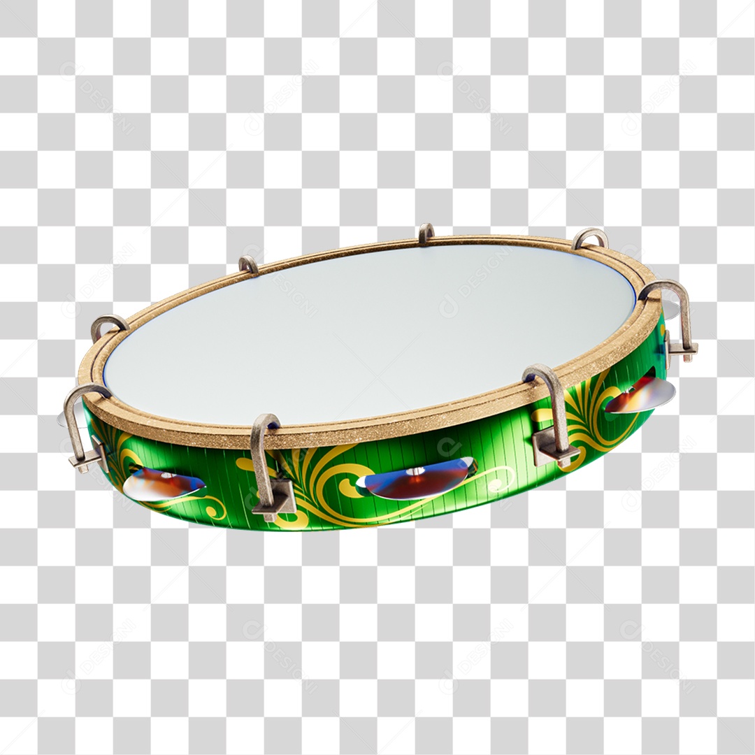 Elemento 3D Pandeiro PNG Transparente