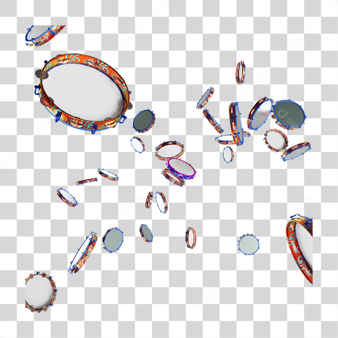 Elemento 3D Pandeiros PNG Transparente