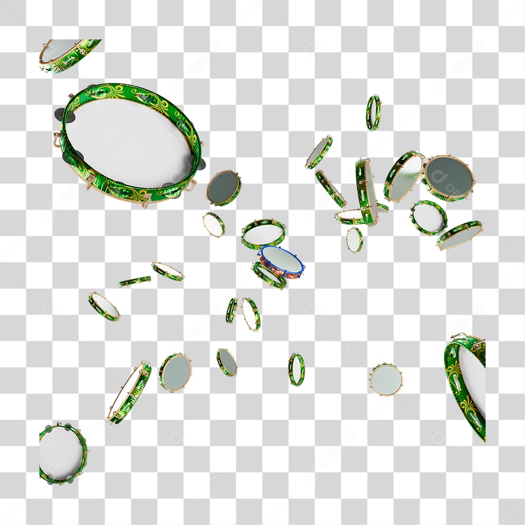 Elemento 3D Pandeiros PNG Transparente