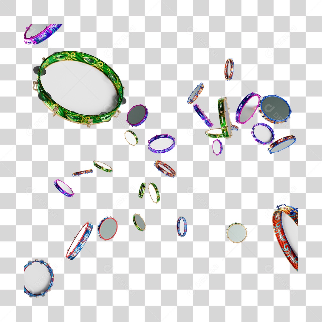 Elemento 3D Pandeiros PNG Transparente