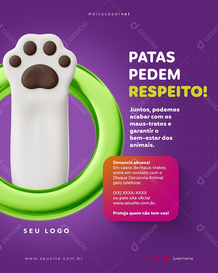 Patas Pedem Respeito Social Media PSD Editável