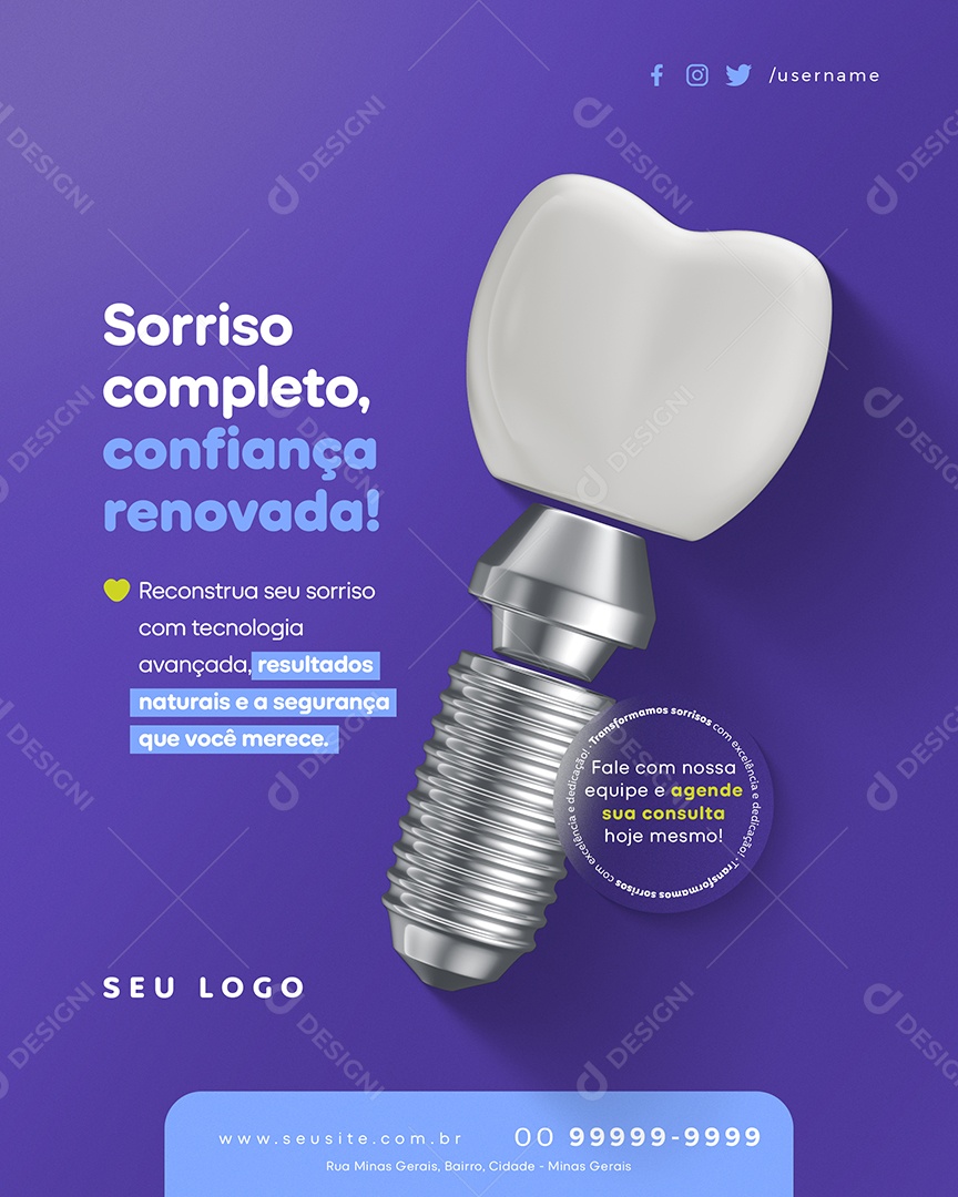 Dentista Reconstrua Seu Sorriso Social Media PSD Editável