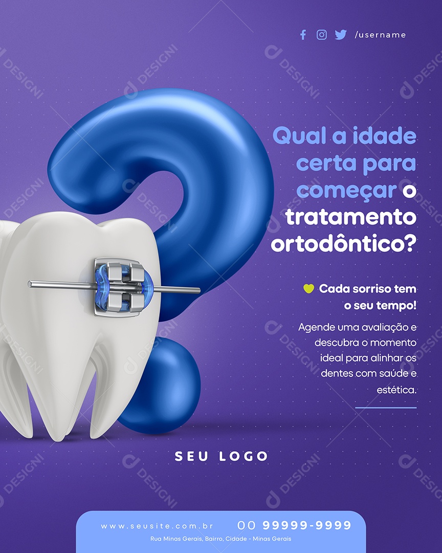 Dentista Agende Uma Avaliação Social Media PSD Editável