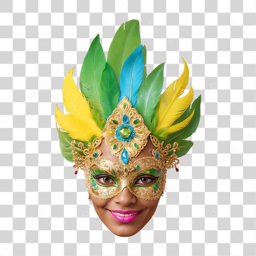 Rosto de Mulher com Fantasia de Carnaval PNG Transparente