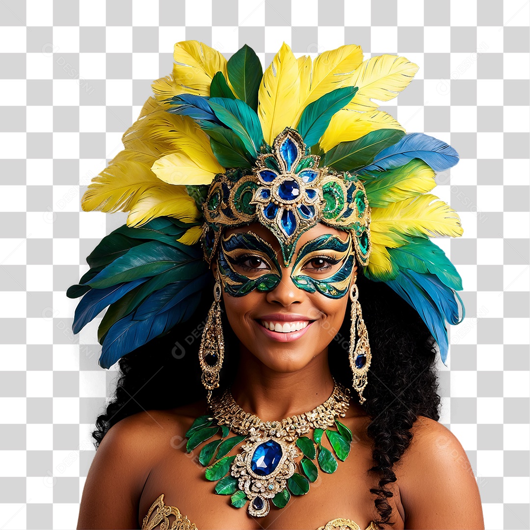 Mulher com Fantasia de Carnaval PNG Transparente