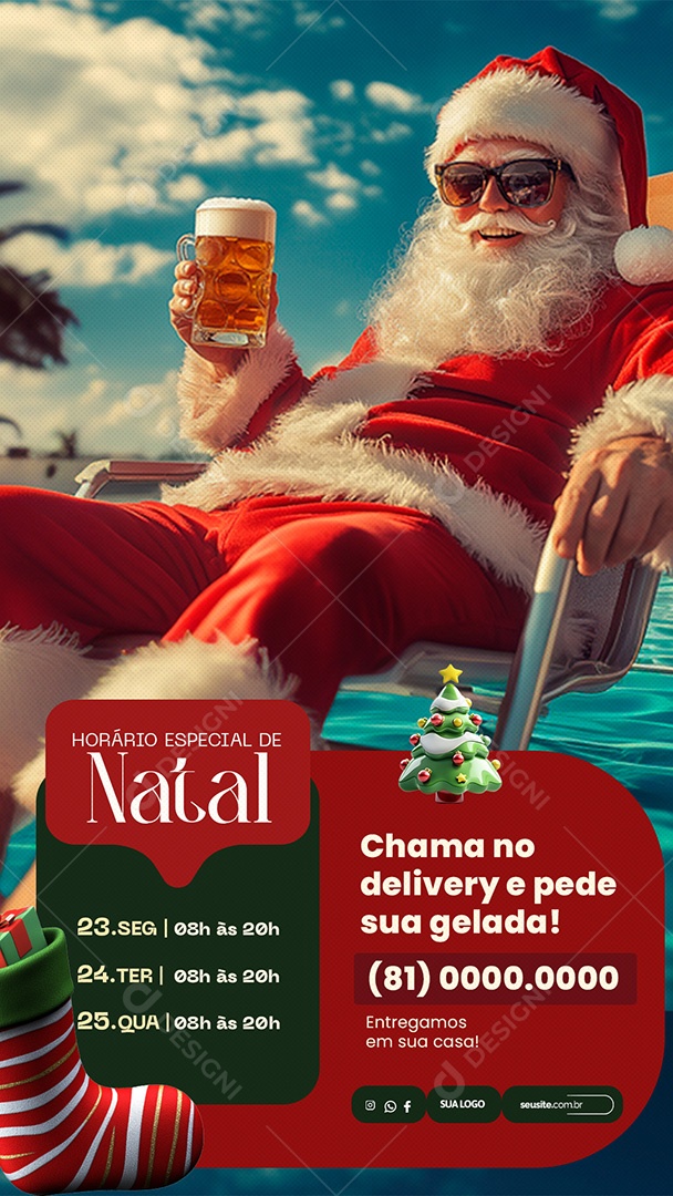 Story Horário de Natal Delivery Cervejaria Social Media PSD Editável