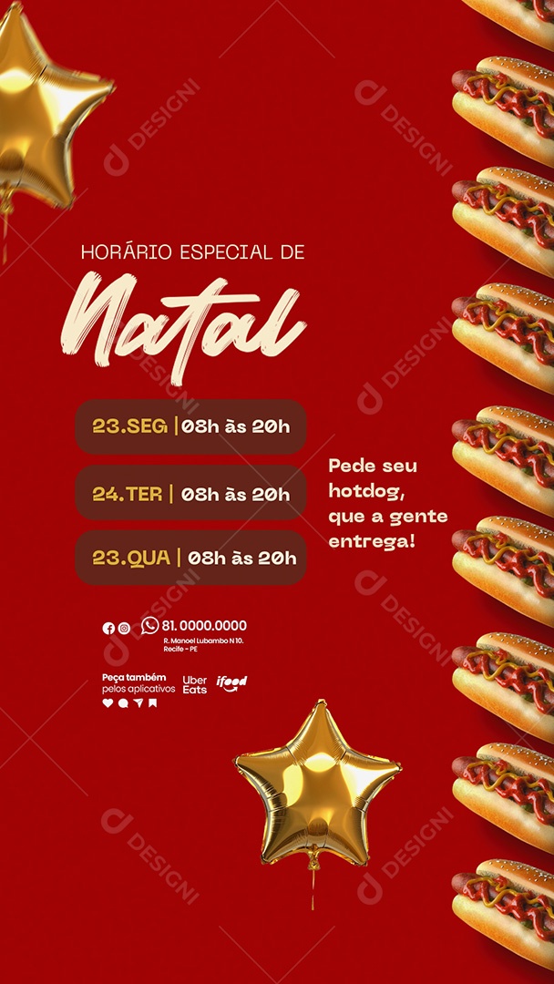 Story Horário de Natal Hamburgueria Lanchonete Social Media PSD Editável