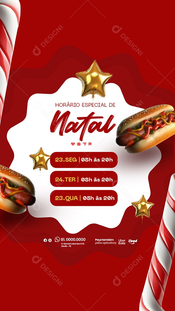 Story Horário de Natal Delivery Cervejaria Social Media PSD Editável