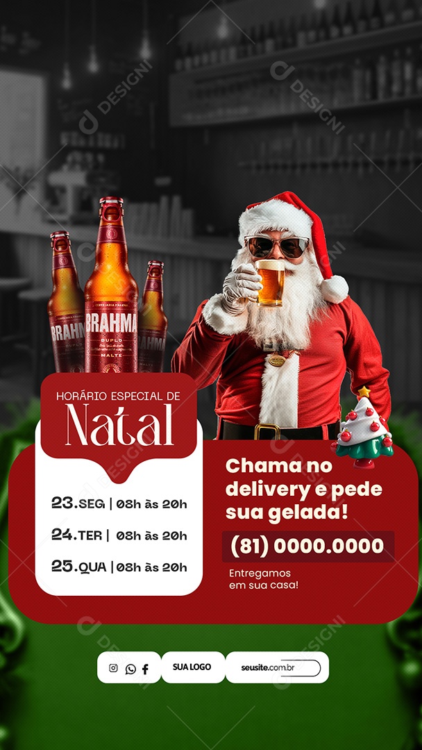 Story Horário de Natal Delivery Cervejaria Social Media PSD Editável