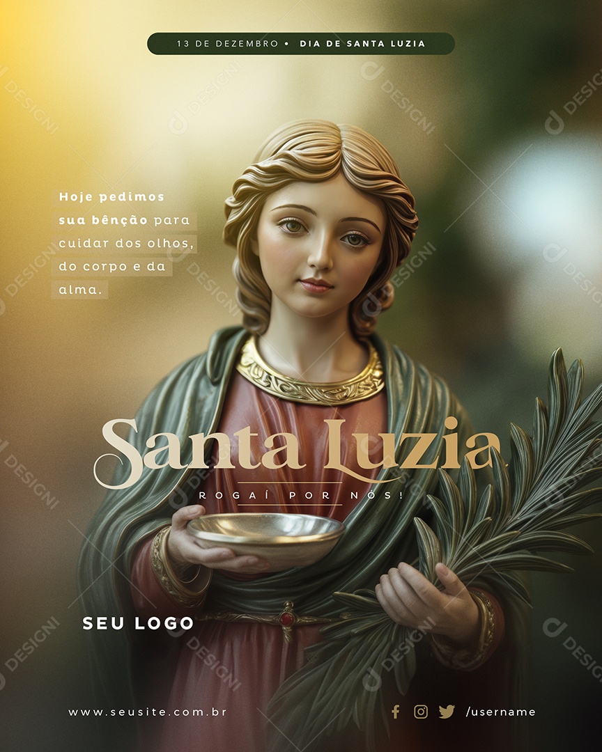Treze de Dezembro Dia de Santa Luzía Social Media PSD Editável