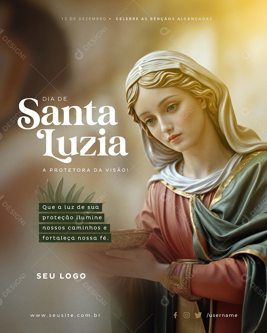 Treze de Dezembro Dia de Santa Luzía Social Media PSD Editável