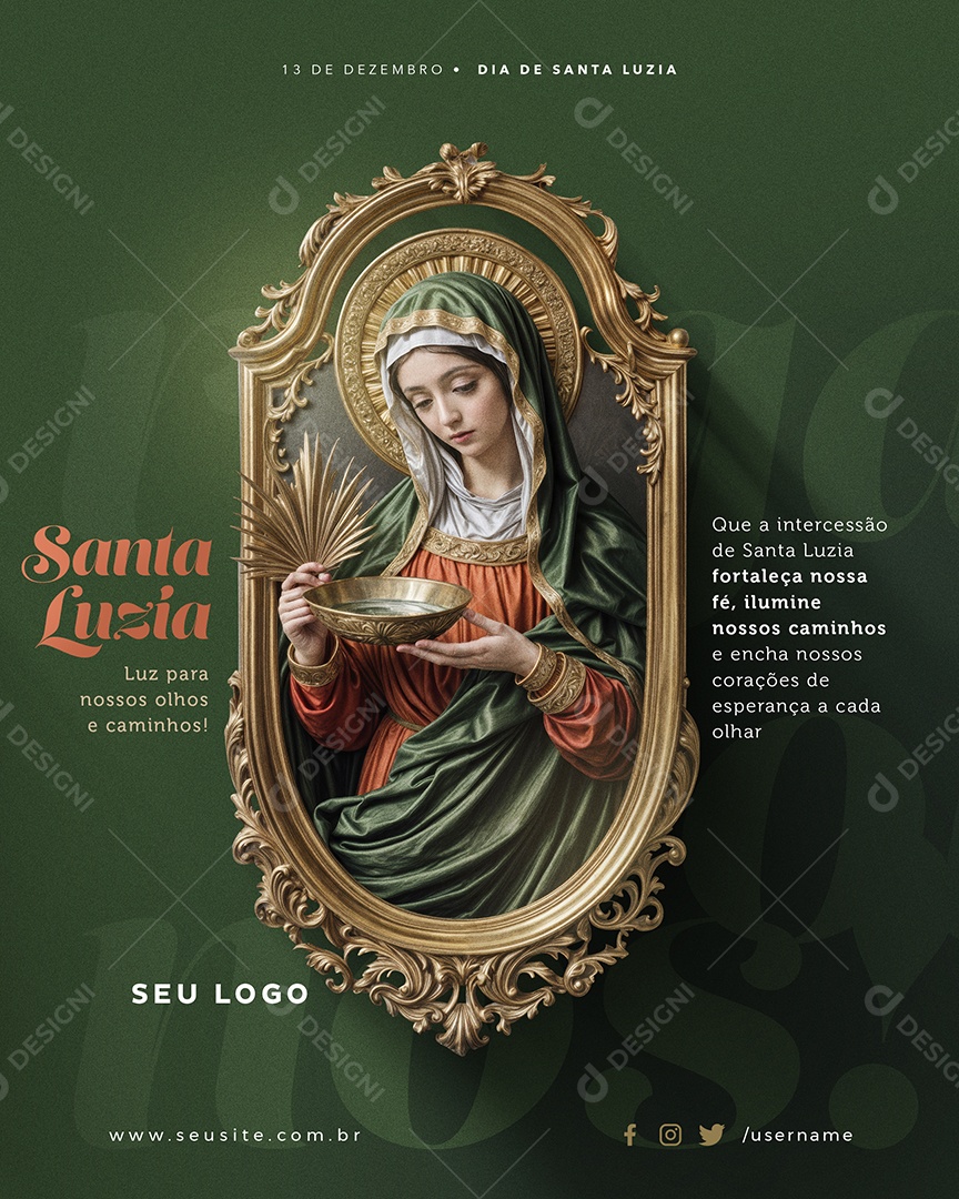 Treze de Dezembro Dia de Santa Luzía Social Media PSD Editável