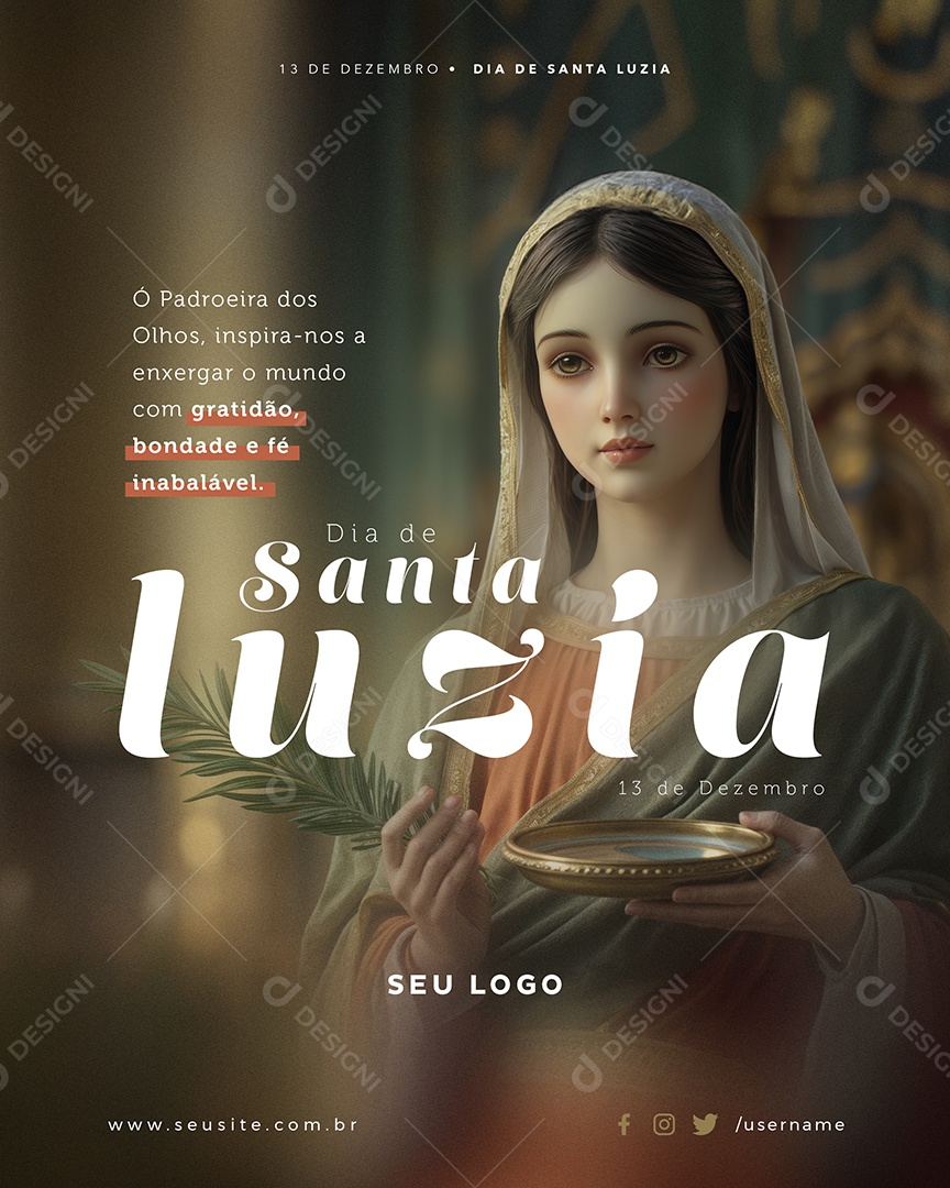 Treze de Dezembro Dia de Santa Luzía Social Media PSD Editável