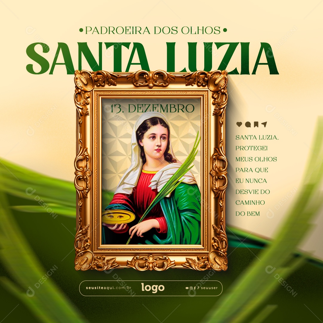 Dia de Santa Luzia 13 de Dezembro Social Media PSD Editável