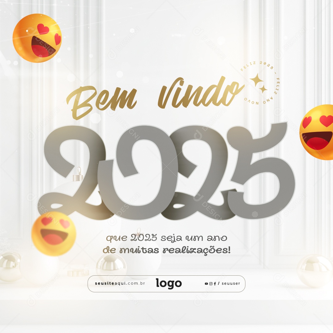 Feliz 2025 Ano Novo 01 de Janeiro Social Media PSD Editável