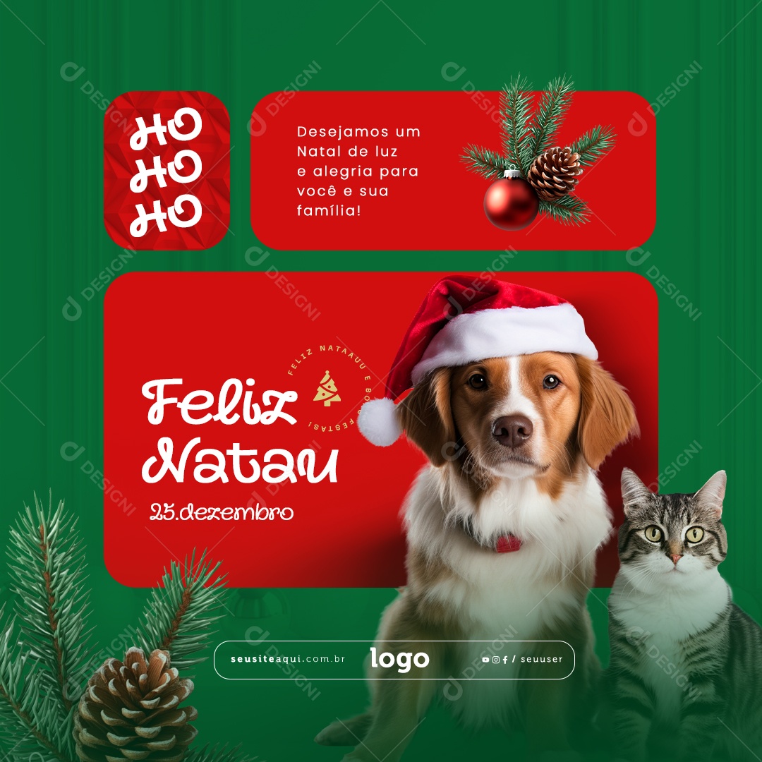 Feliz Natal 25 de Dezembro Petshop Social Media PSD Editável