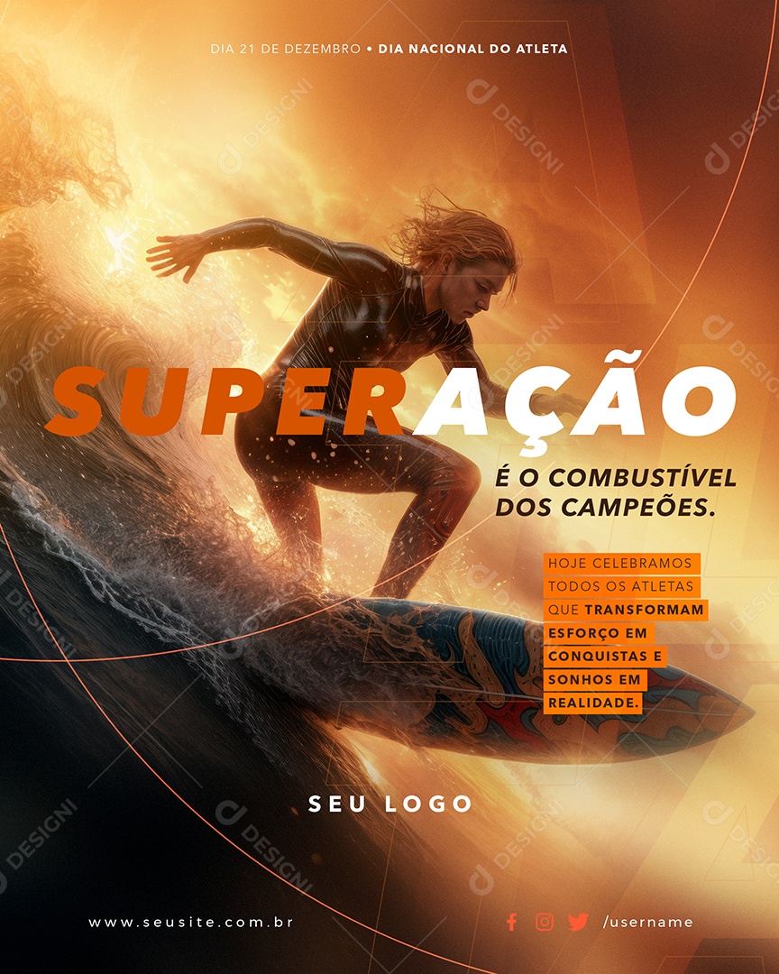 Dia 21 de Dezembro Dia Nacional Do Atleta Social Media PSD Editável