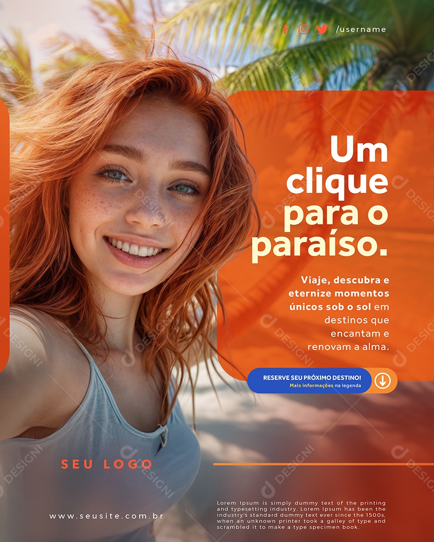 Agência de Turismo Um Clique Para O Paraíso Social Media PSD Editável