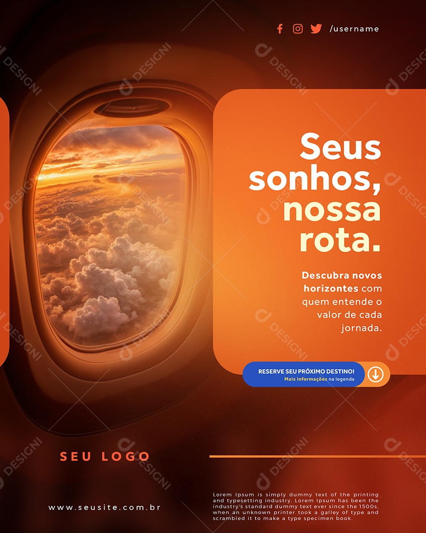 Agência de Turismo Seus Sonhos Nossa Rota Social Media PSD Editável