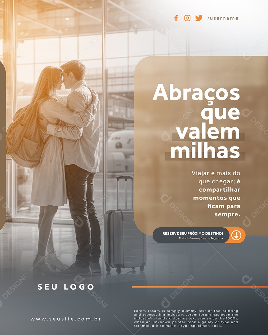 Agência de Turismo Abraços Que Valem Milhas Social Media PSD Editável
