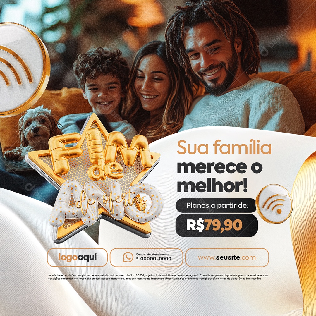 Provedor de Internet Ano Novo Sua Família Merece o Melhor Social Media PSD Editável