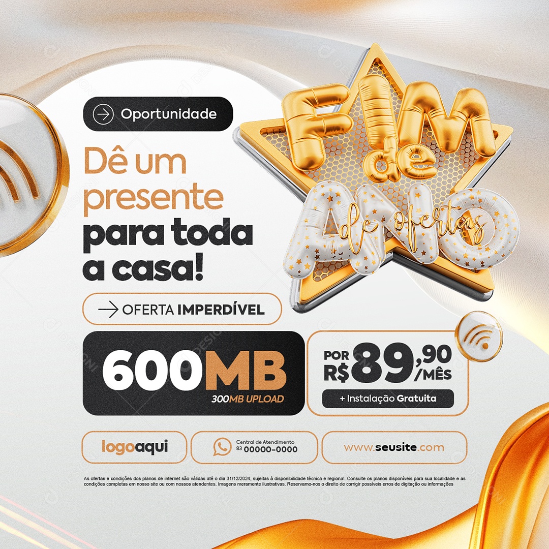 Provedor de Internet Fim de Ano Oportunidade Social Media PSD Editável