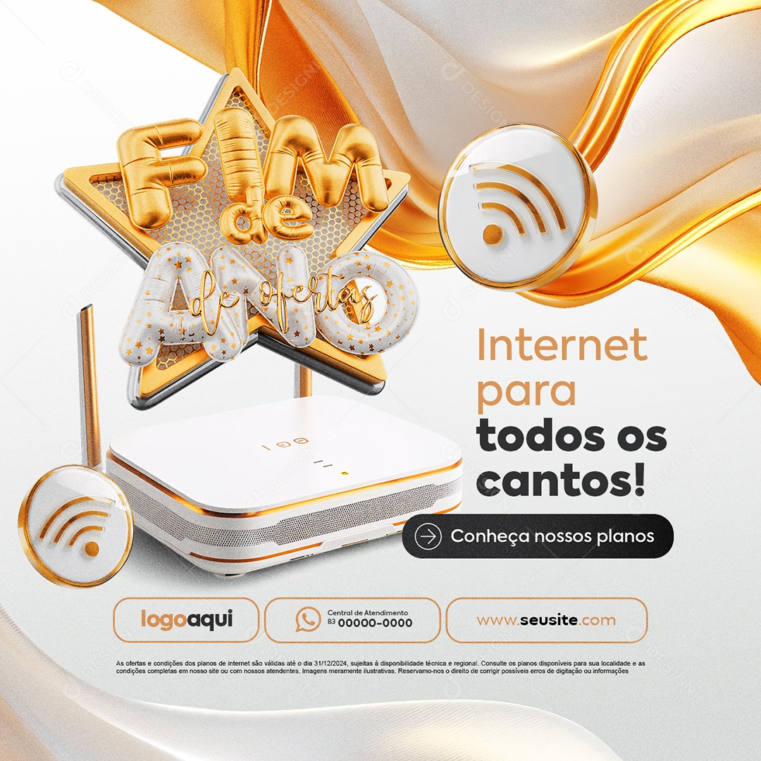 Provedor de Internet Fim de Ano Internet para Todos os Cantos Social Media PSD Editável