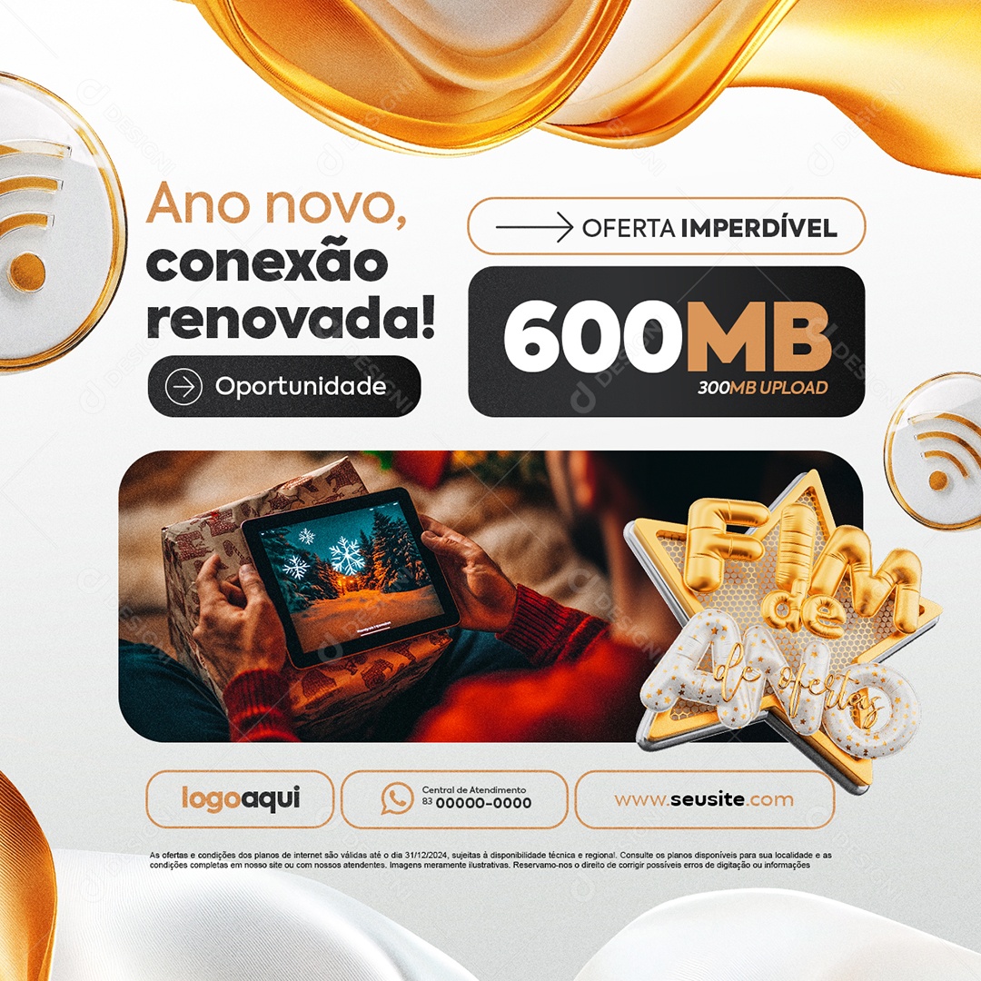 New Year Internet Provider Renewed Connection Social Media PSD Editable