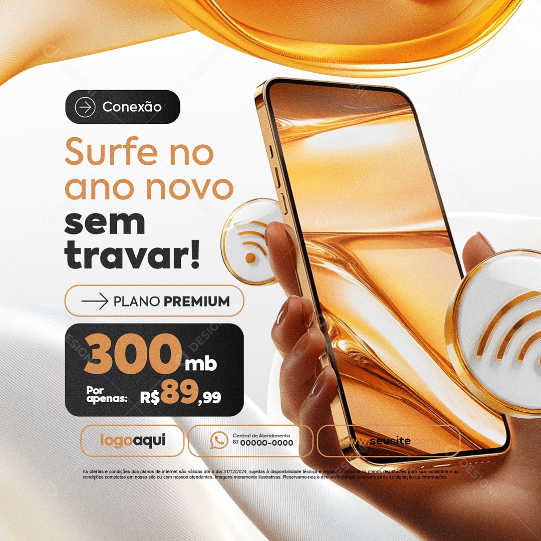 Provedor de Internet Ano Novo Conexão Social Media PSD Editável