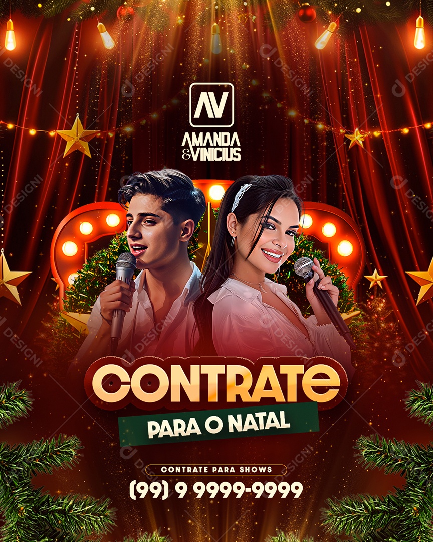 Flyer Natalino Hire for Christmas Social Media PSD Editable