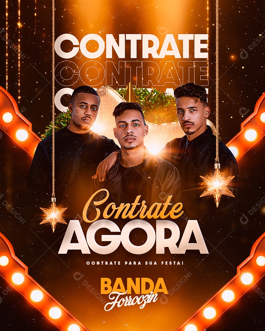 Flyer Natal Contrate Agora Banda Forrozin Social Media PSD Editável